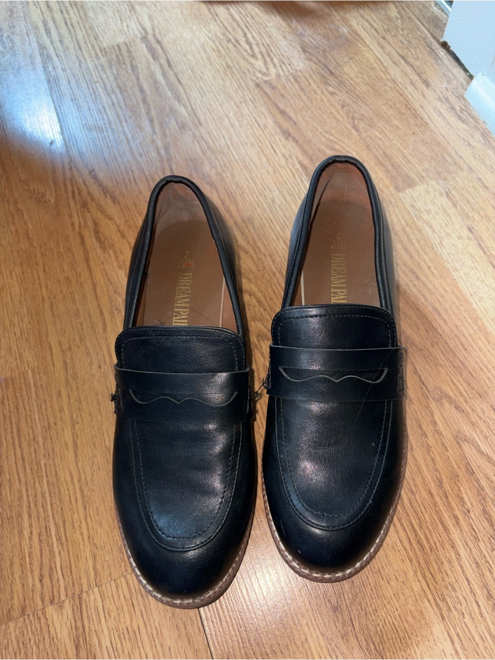 Dream Pairs Black Leather Penny Loafers for Women